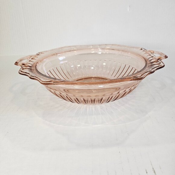 Anchor Hocking 1930s Pink Depression Glass Mayfair Open Rose Serving Bowl - Picture 2 of 9